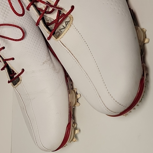 FootJoy FJ DNA Helix Golf Cleats Spikes Lace-up Tennis Shoes White Red 9.5 M - Picture 13 of 16